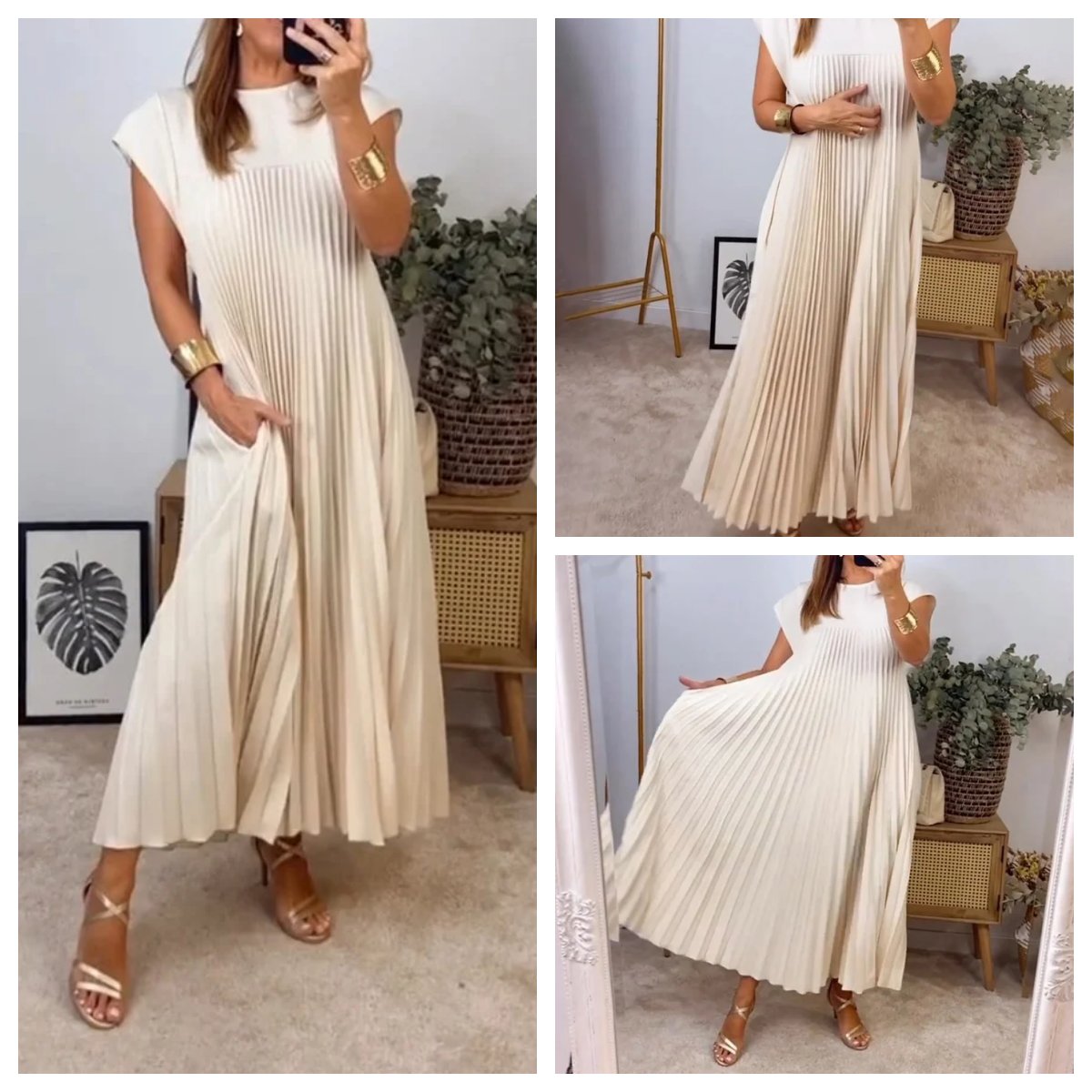 Mara - Robe Plissée Femme avec Détails de Couleur