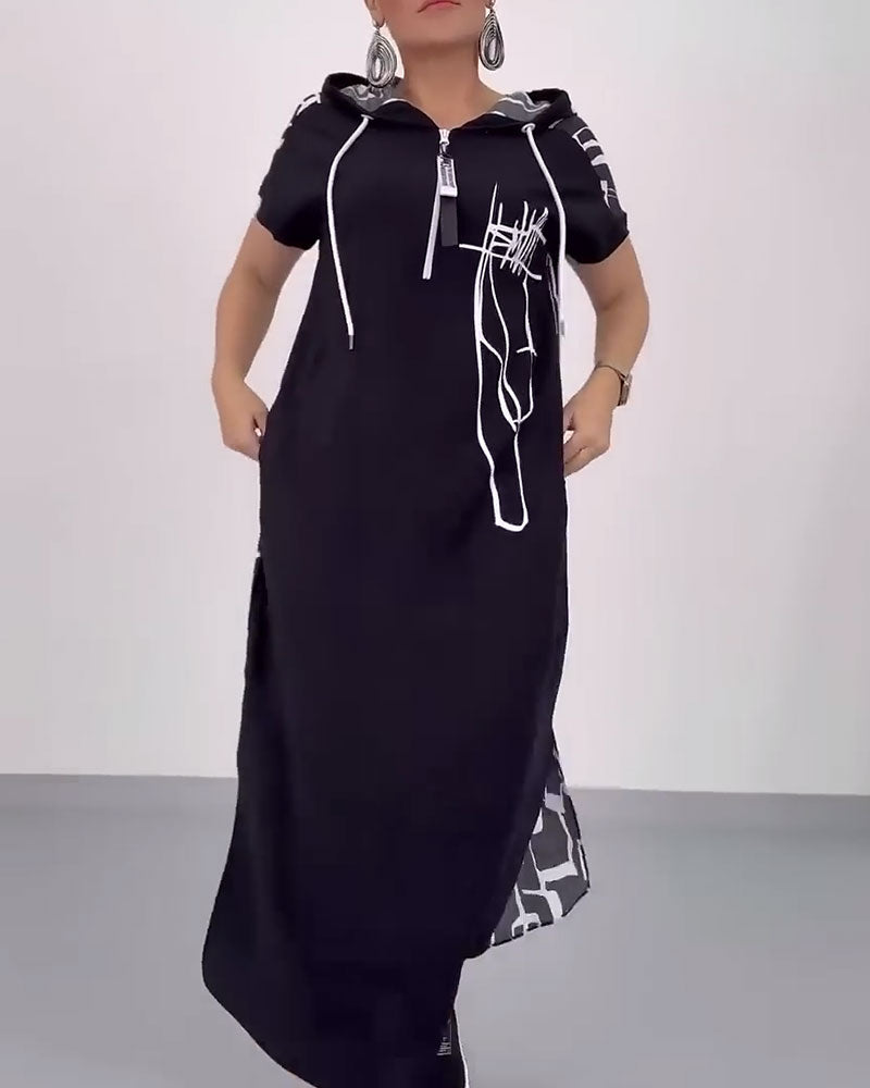 Ilana - Robe Maxi à Contrastes et Fermeture Éclair