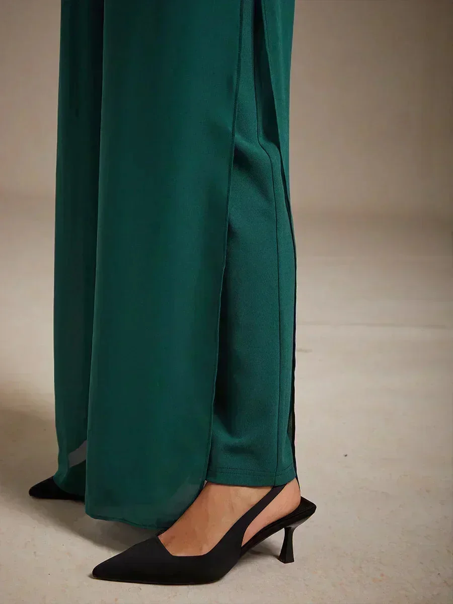 Marilivra - Pantalon À Jambes Droites Avec Fente En Chiffon