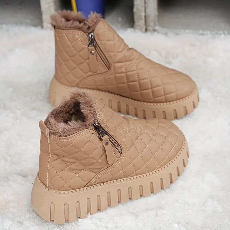Riviana - Bottes d’hiver pour femme en cuir avec soutien orthopédique
