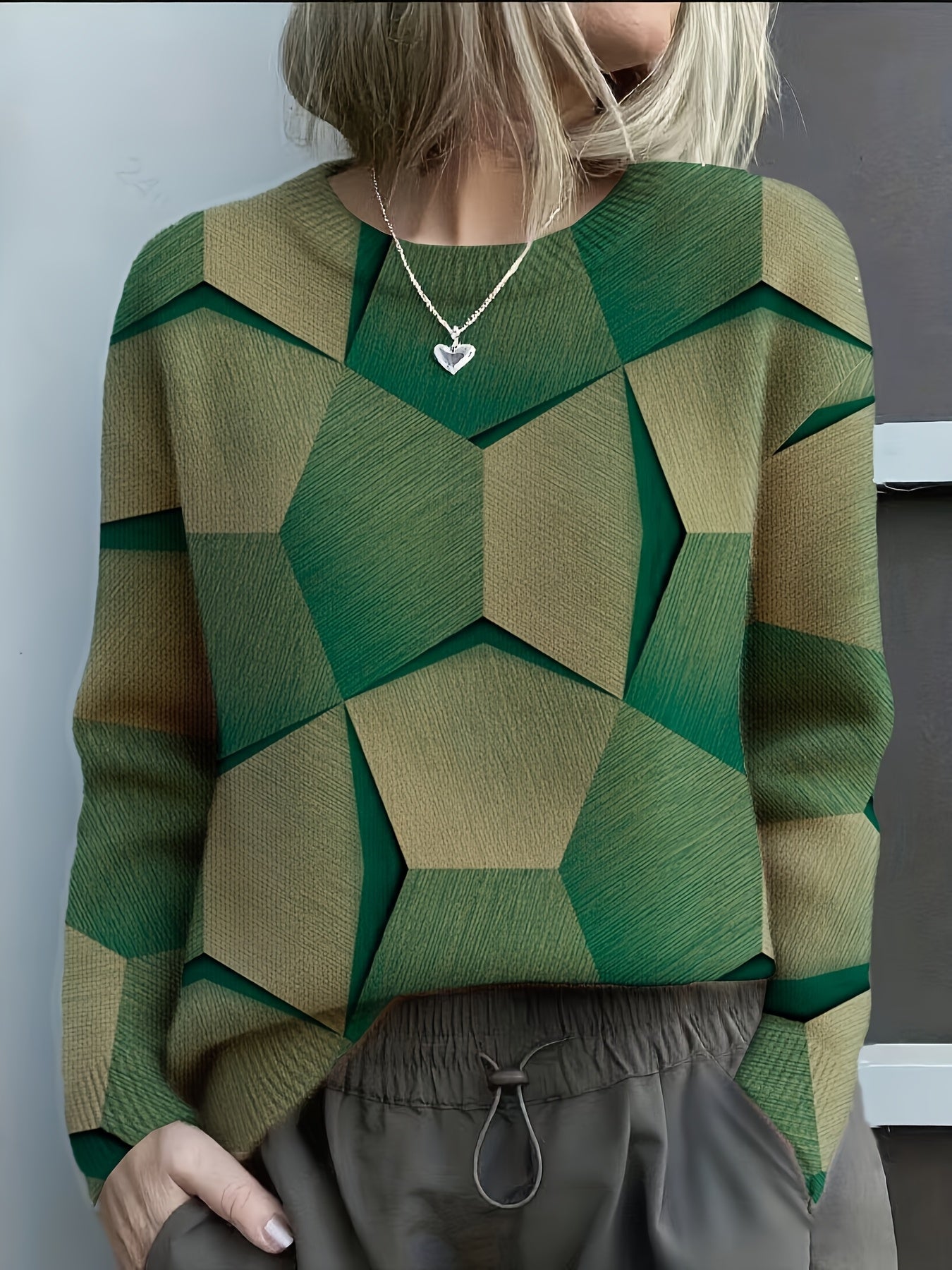 Quelirivra - Pull Géométrique Ton Terre