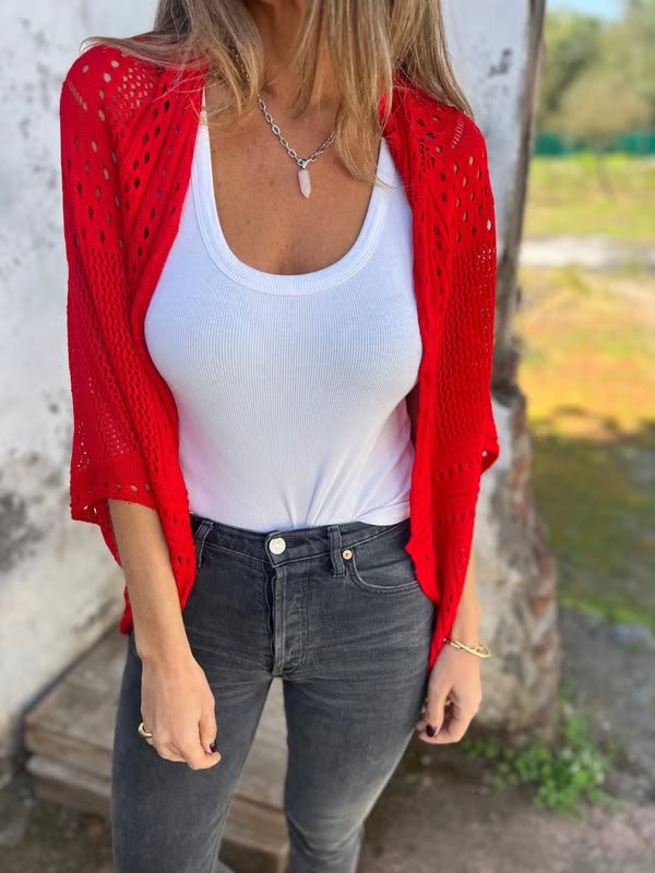 Alithia - Cardigan à demi-manches creuses