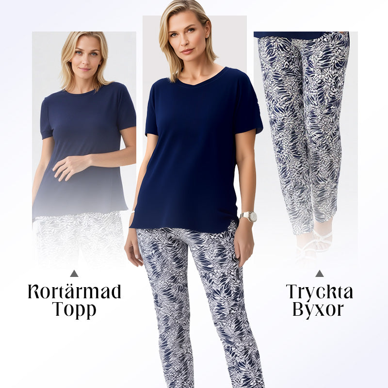Ixoria - Ensemble femme coton décontracté avec pantalon imprimé fluide