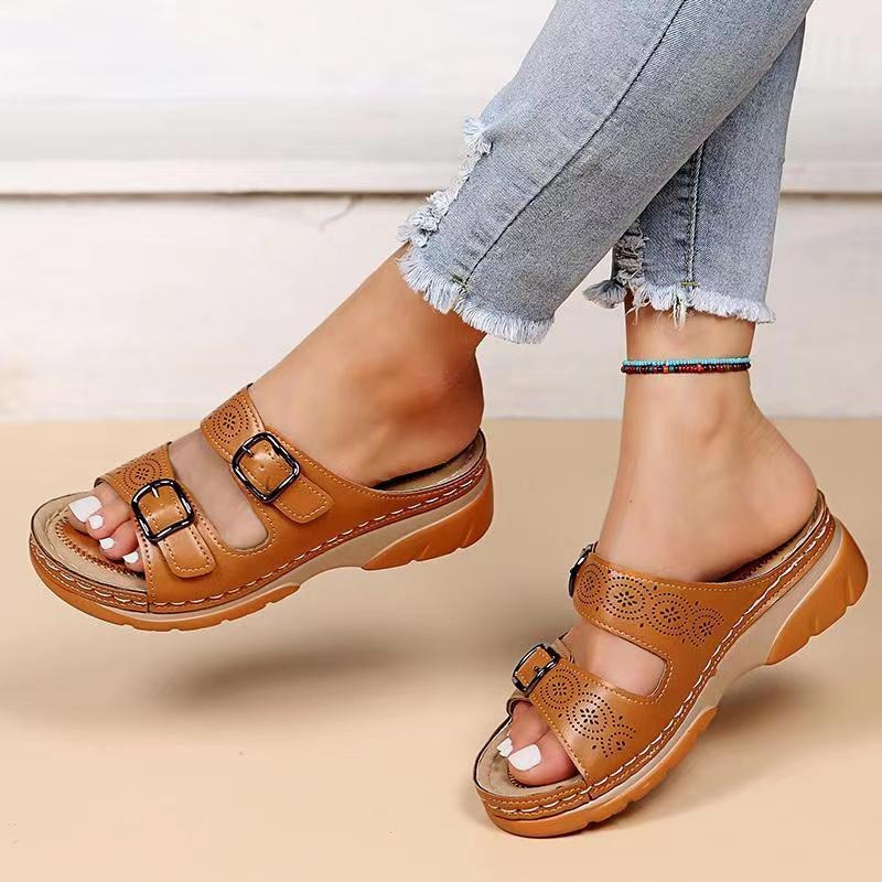 Elarith - Sandales femme orthopédiques confortables avec double bride réglable