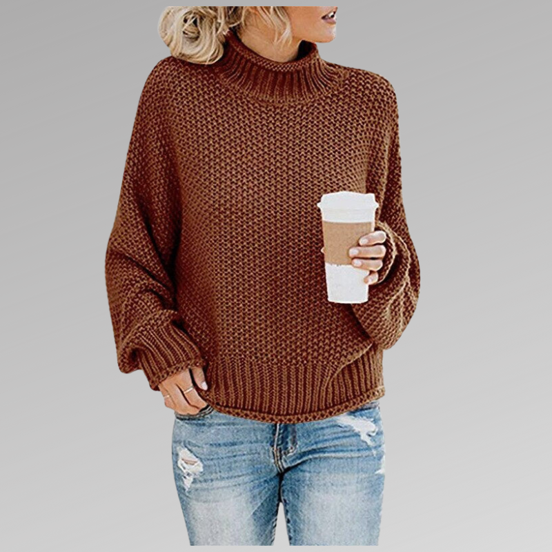Loes - Pull Femme Col Roulé 2025 Oversize