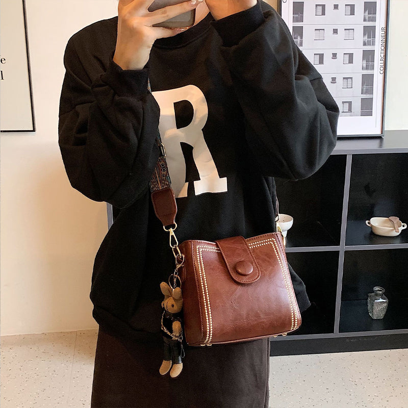 Marguerite - Sac Carré Rétro en PU Souple pour Femmes