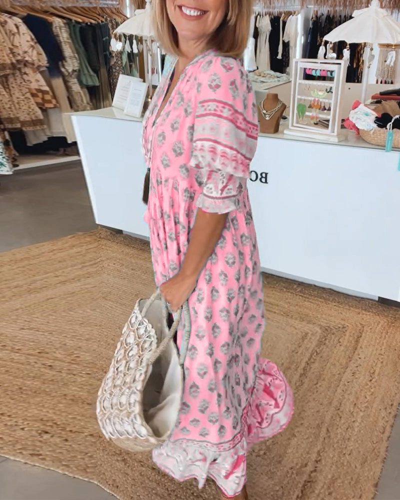 Flavie - Robe Décontractée à Coupe Ample avec Imprimé