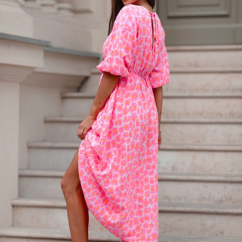 Cenovia - Robe Imprimée Femme à Décolleté V Élégant