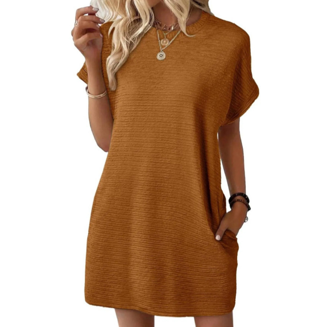 Aurellia - Robe d’été femme à col rond et coupe décontractée