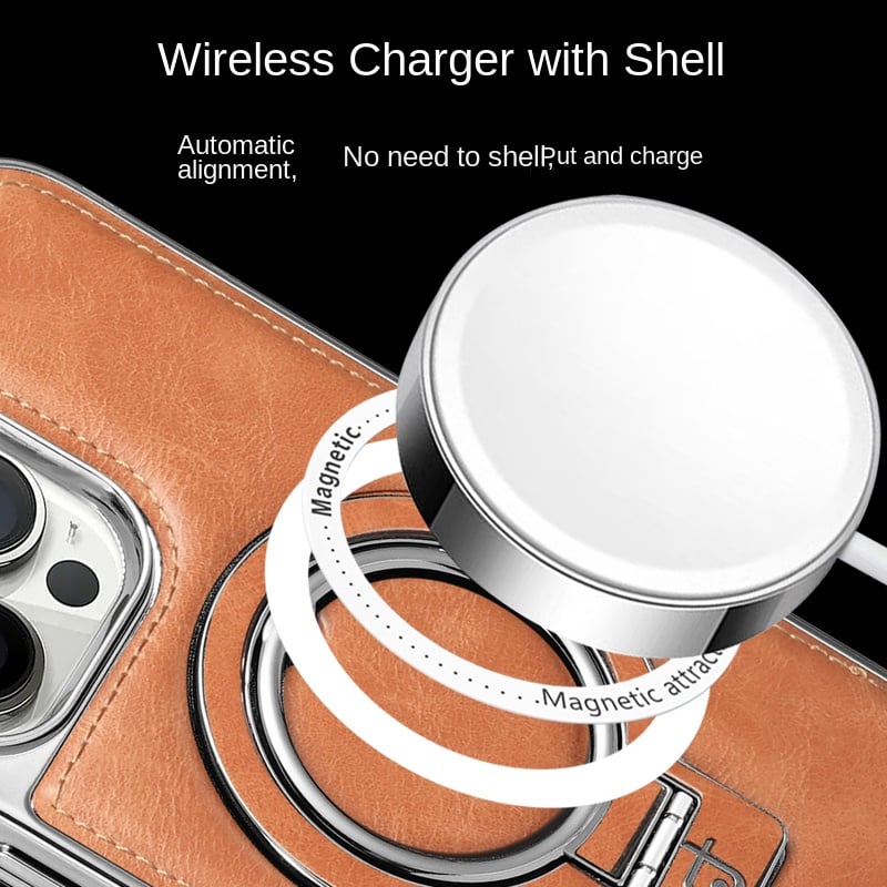 Jalira - Housse de téléphone iPhone en cuir luxueux avec support invisible