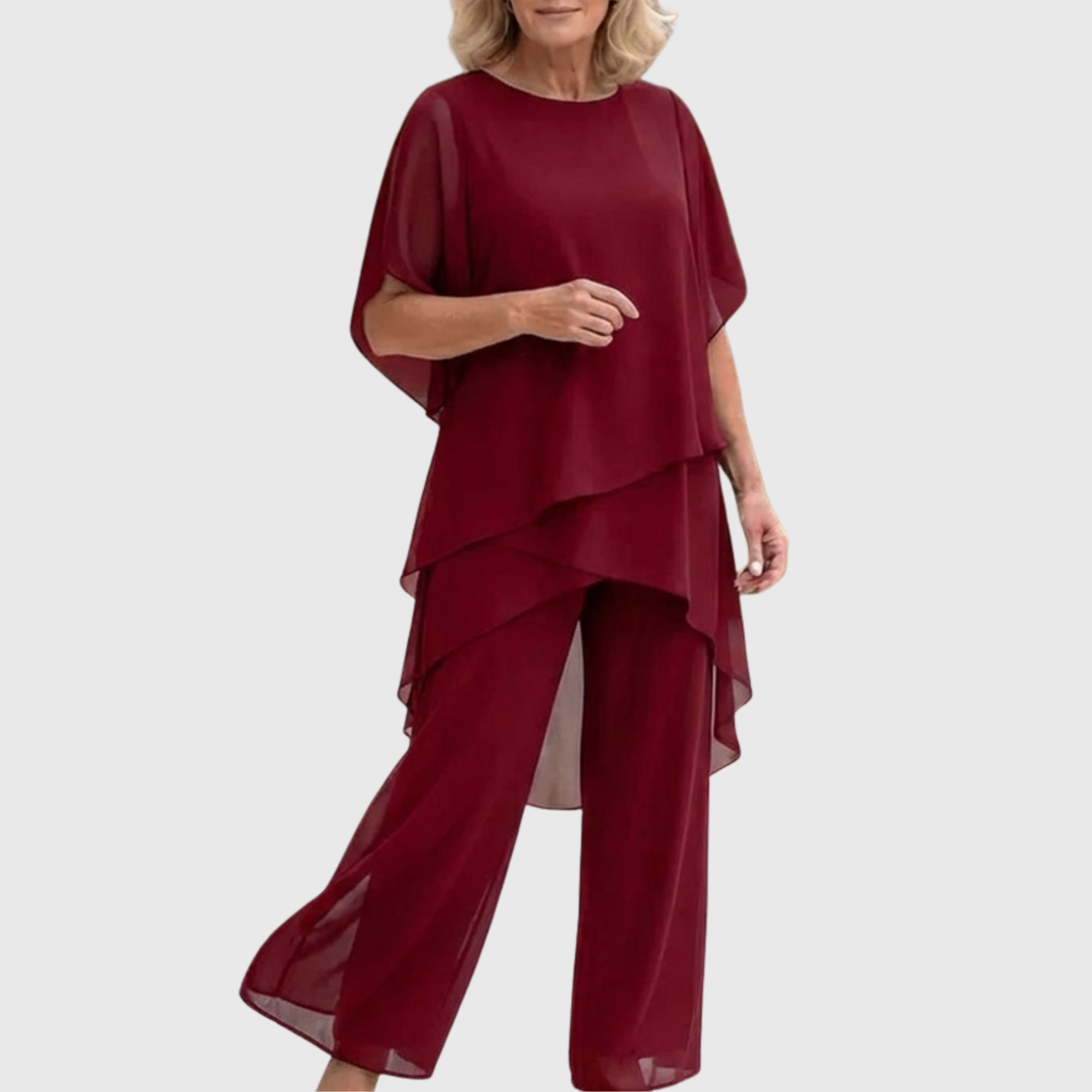 Fosira - Ensemble Femme Élégant Drapé Pantalon Palazzo Fluide