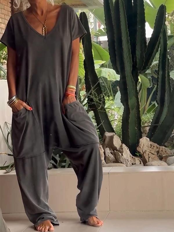 Zaria - Combinaison Élégante à Col V : Un Style Simple, Sophistiqué et Polyvalent