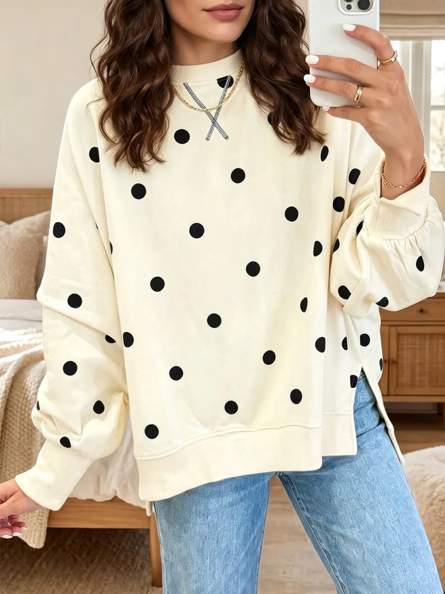 Laëtitia - Sweat femme à pois avec coupe ample décontractée