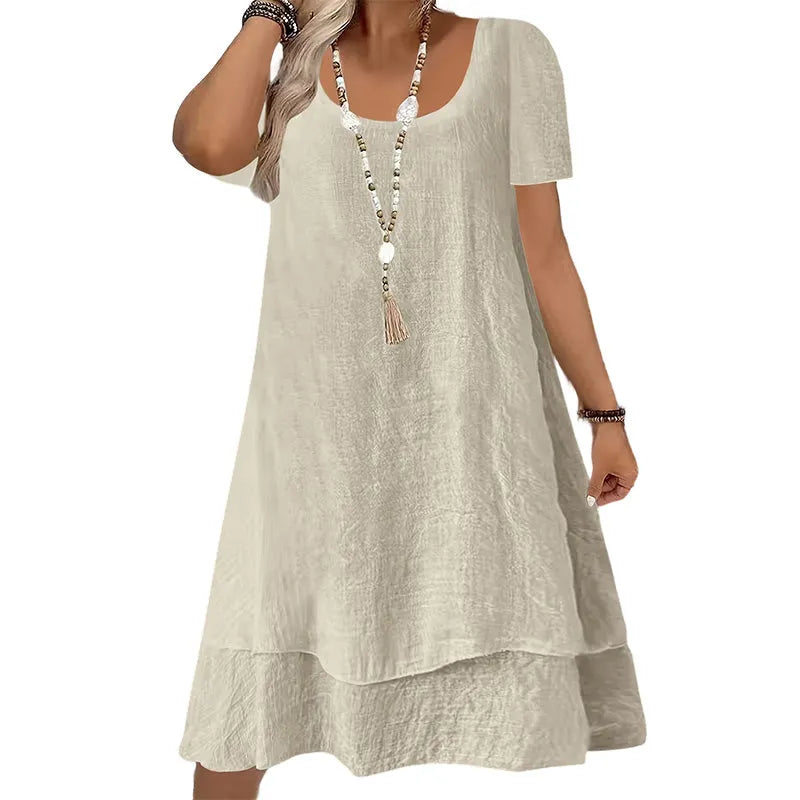 Briellea - Robe femme ample à col rond et manches courtes
