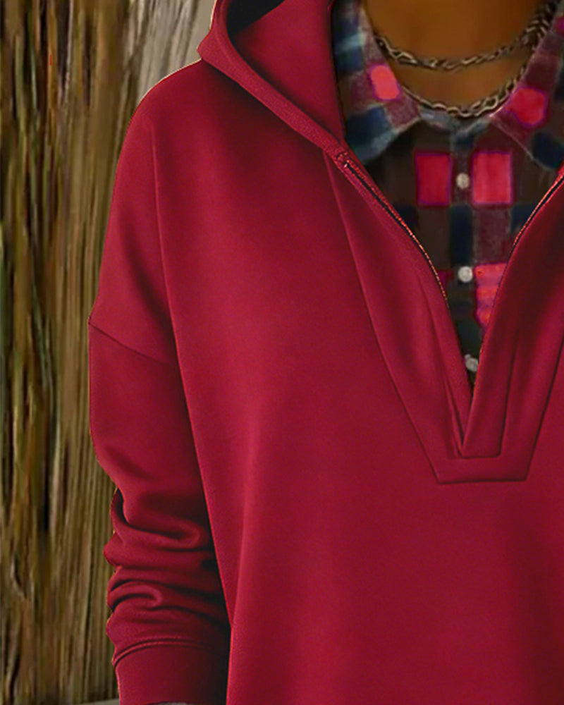 Ceralinae - Sweat à capuche, ensemble deux pièces, imitation tartan