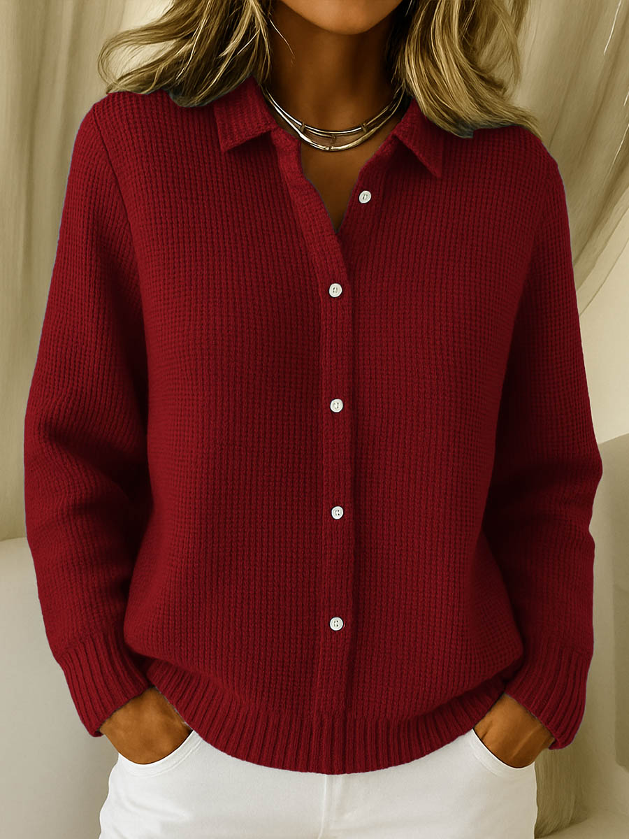 Rhosalyn - Cardigan Chic à Col Chemise et Manches Longues