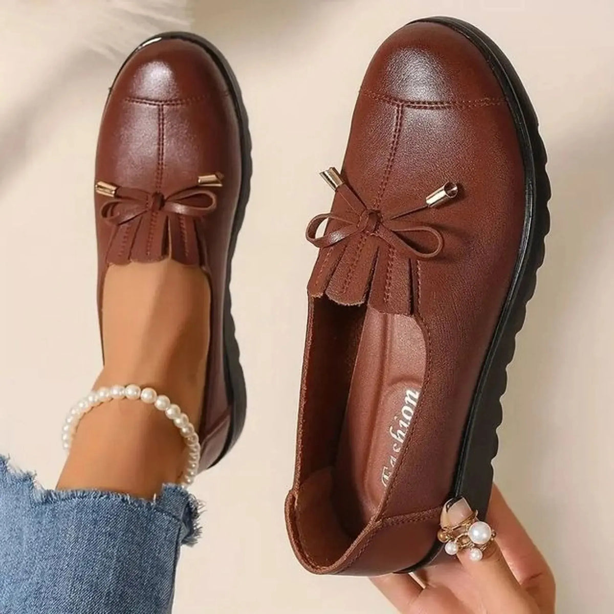 Nieske - Mocassins Femme Confortables à Enfiler avec Nœud et Semelle Plateforme
