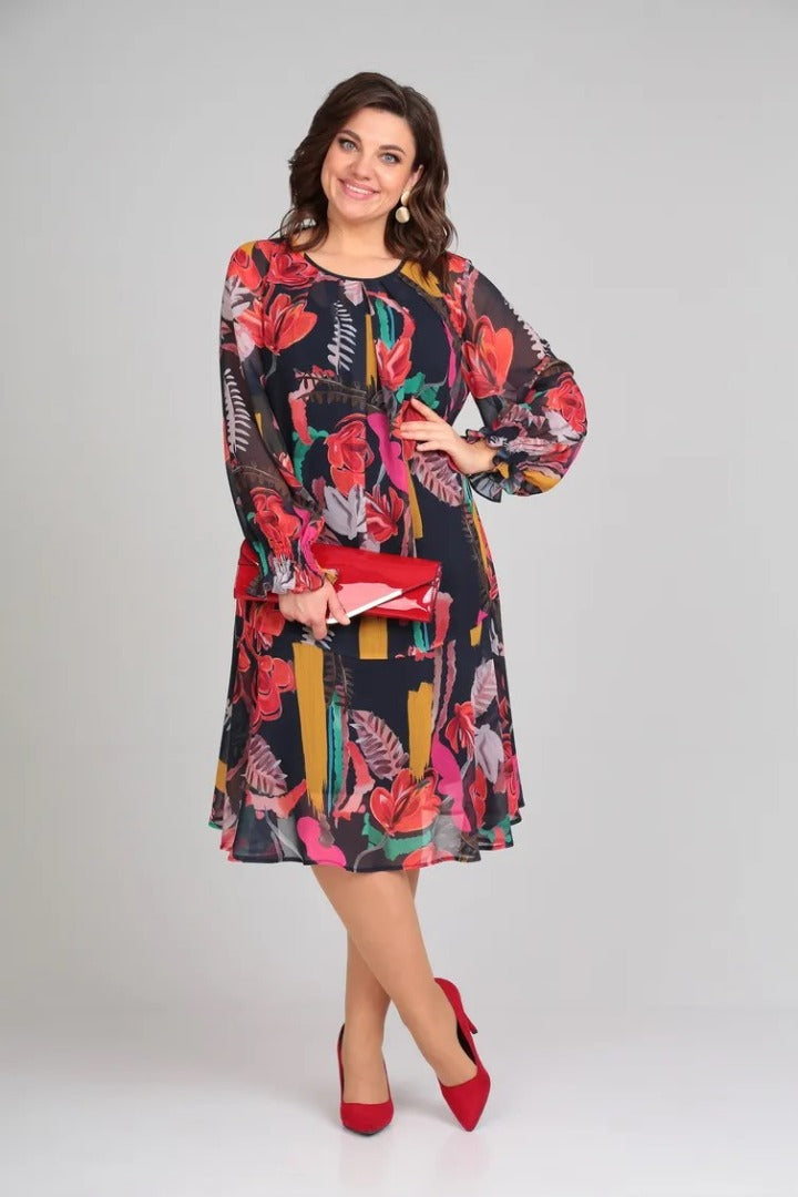 Brisette - Robe Midi Fleurie Élégance Moderne