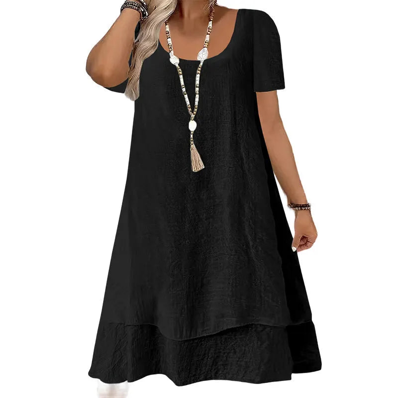 Briellea - Robe femme ample à col rond et manches courtes