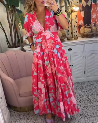 Isabeau - Robe Longue Confortable avec Col V et Poches