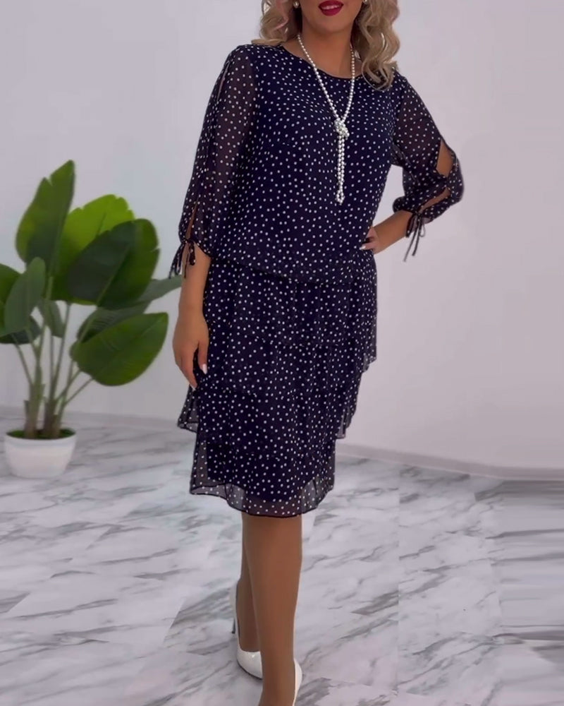 Camille - Robe à Pois Superposée Festive
