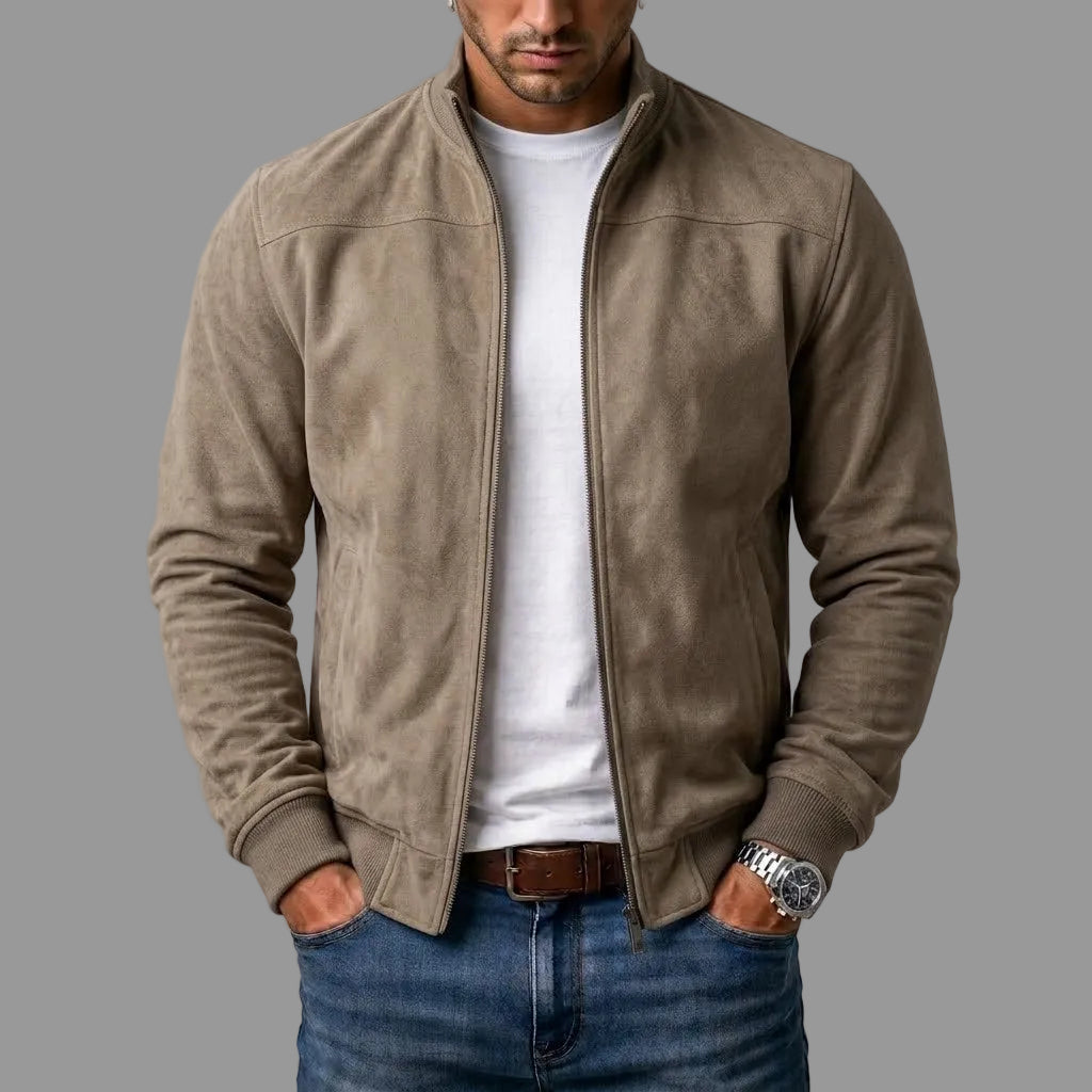 Jules - Blouson homme effet daim avec fermeture zippée