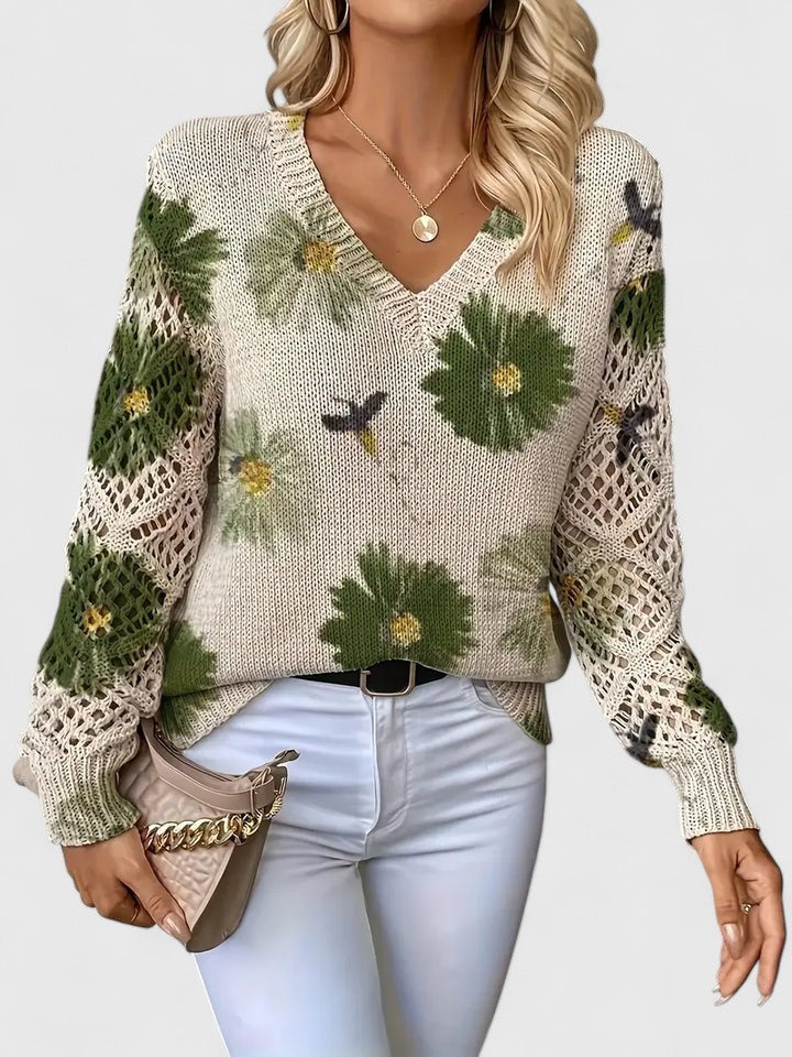 Marisavina -  Pull Floral Vintage Élégant