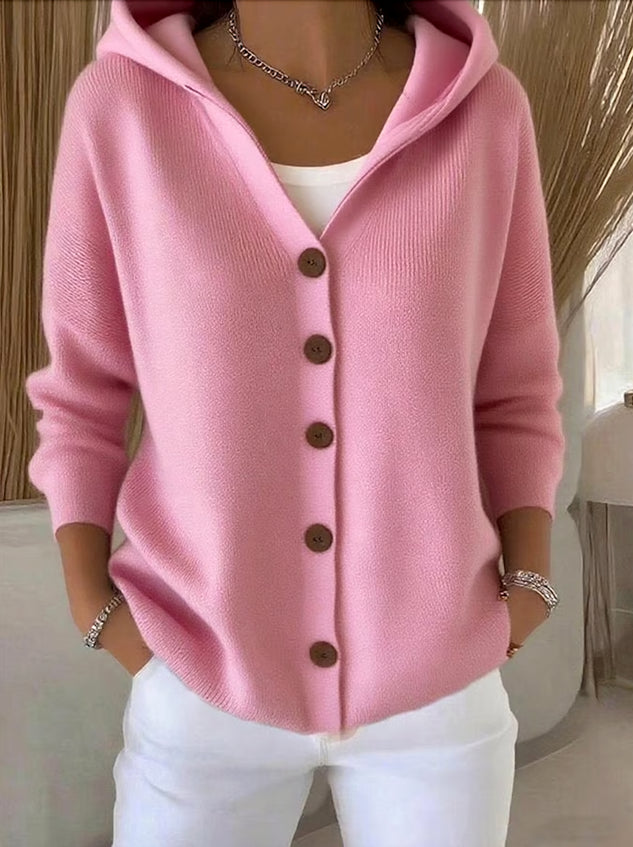 Julot - Cardigan femme en coton, uni, confortable et décontracté, à manches longues