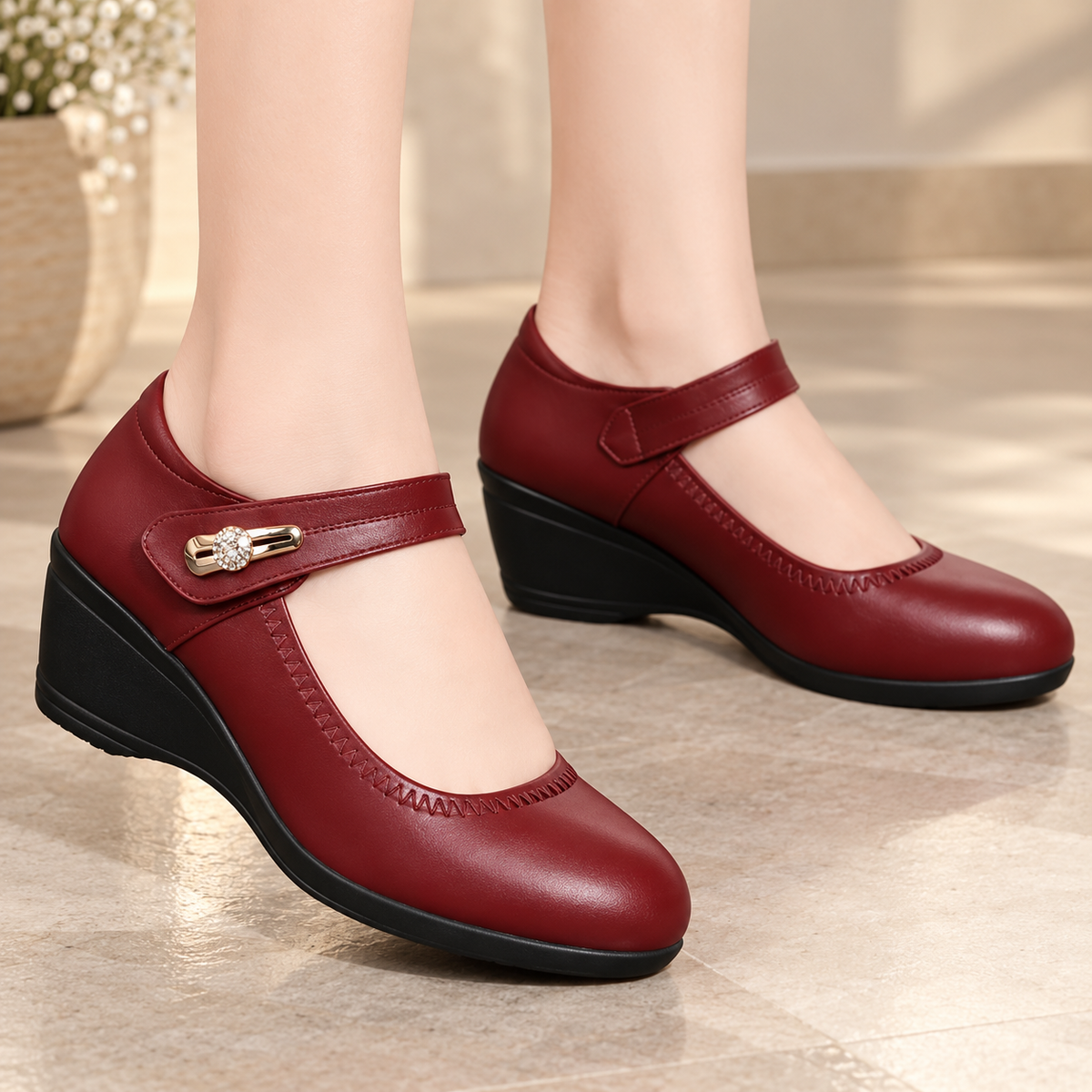 Digna - Chaussures femme compensées confort en cuir