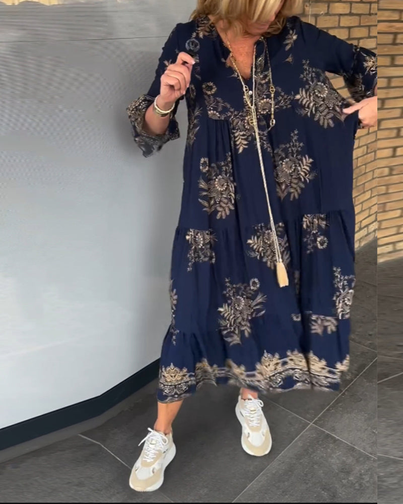 Meline - Robe Vintage Ample à Col V