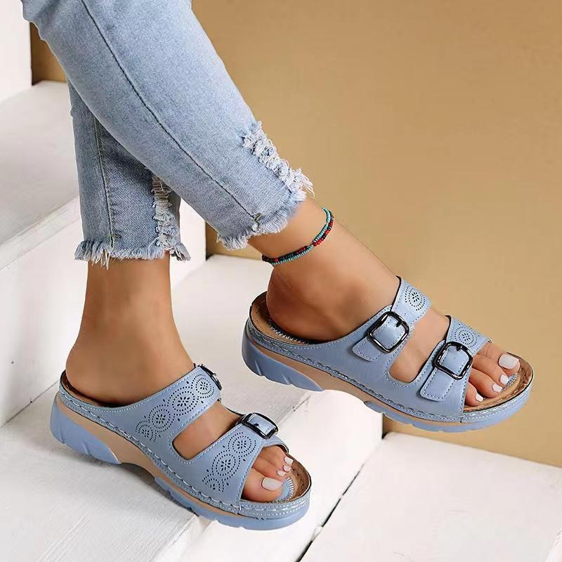 Elarith - Sandales femme orthopédiques confortables avec double bride réglable