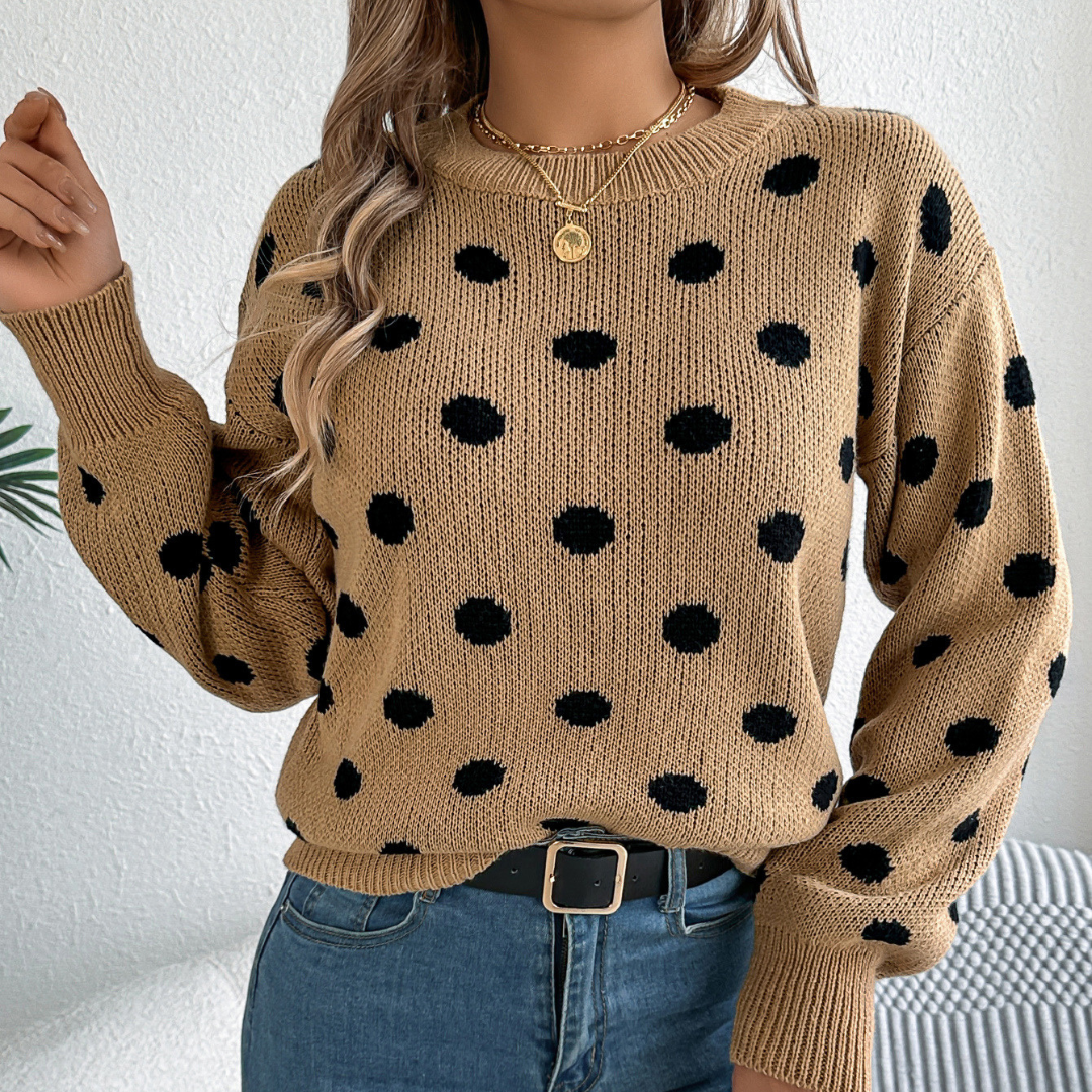 Maud - Pull Tricoté à Pois Élégant et Confortable