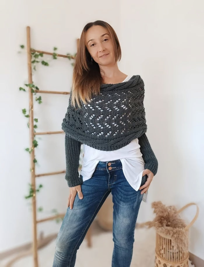 Alyssa - Châle en tricot boho – Flatteur et confort