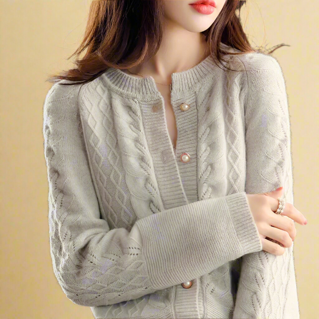 Alexandrine - Gilet en Laine à Col Rond pour Femme