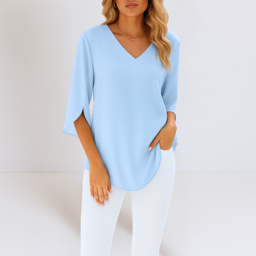 Rialta - Blouse élégante à col en V et manches fendues
