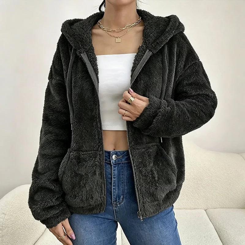 Klasina - Veste Douce à Capuche et Fermeture Éclair pour Femme