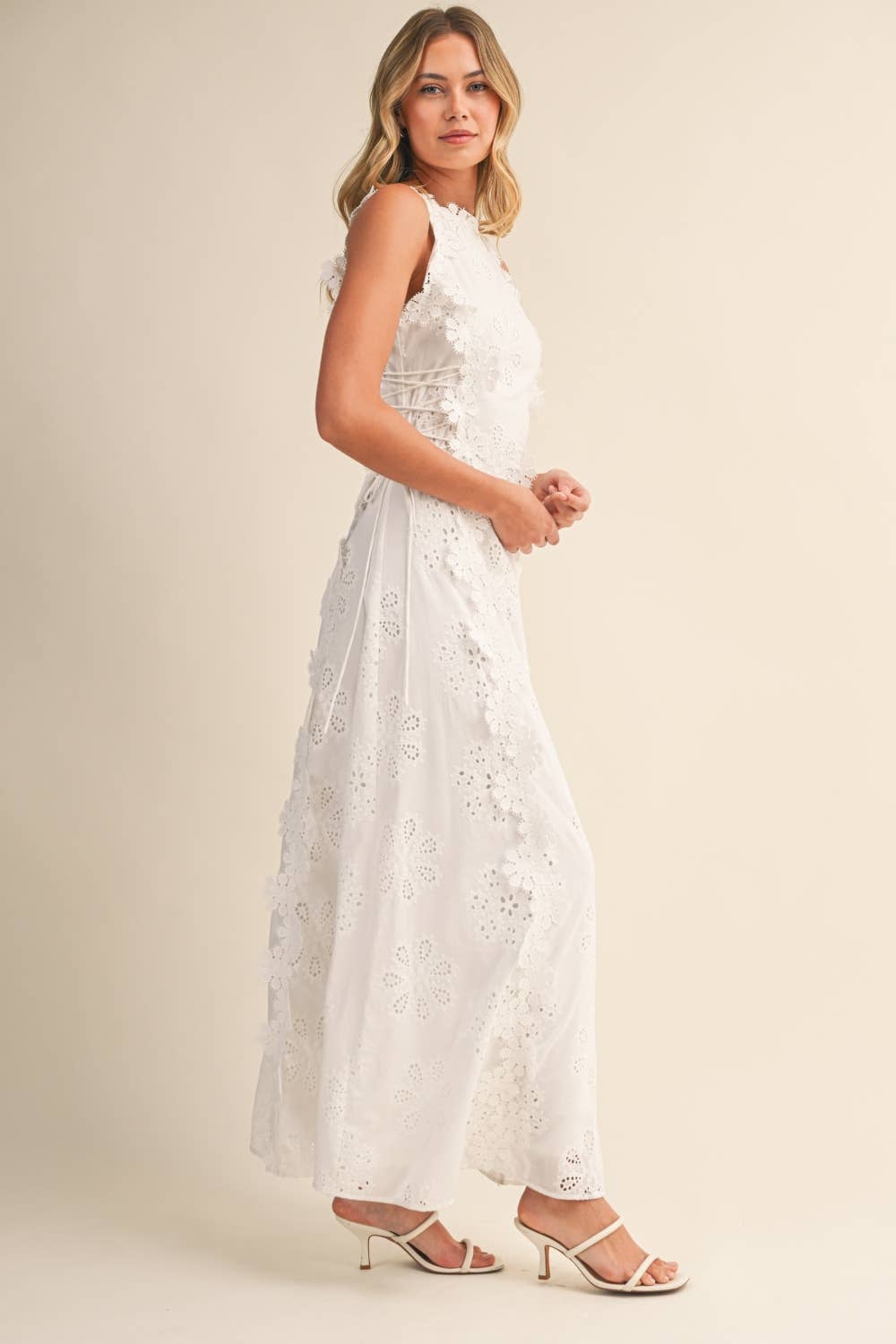 Orylisse - Robe maxi femme brodée avec dentelle florale élégante