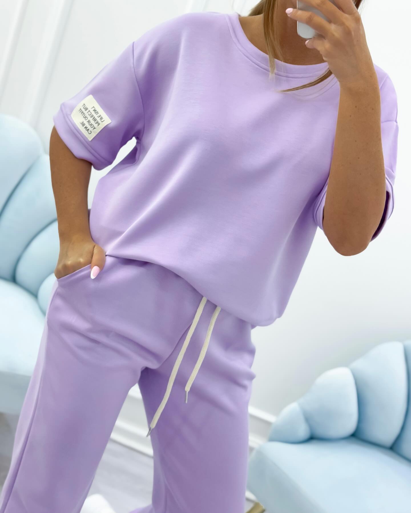 Lola - Ensemble décontracté pour femme avec top uni et pantalon