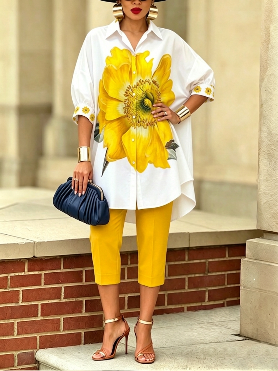 Jexira™ - Top Femme Imprimé Floral avec Pantalon Coupe Ample