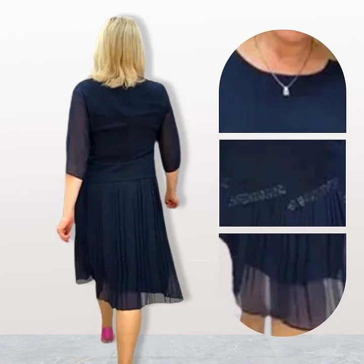 Oralissea - Robe Midi Chic à Col Rond