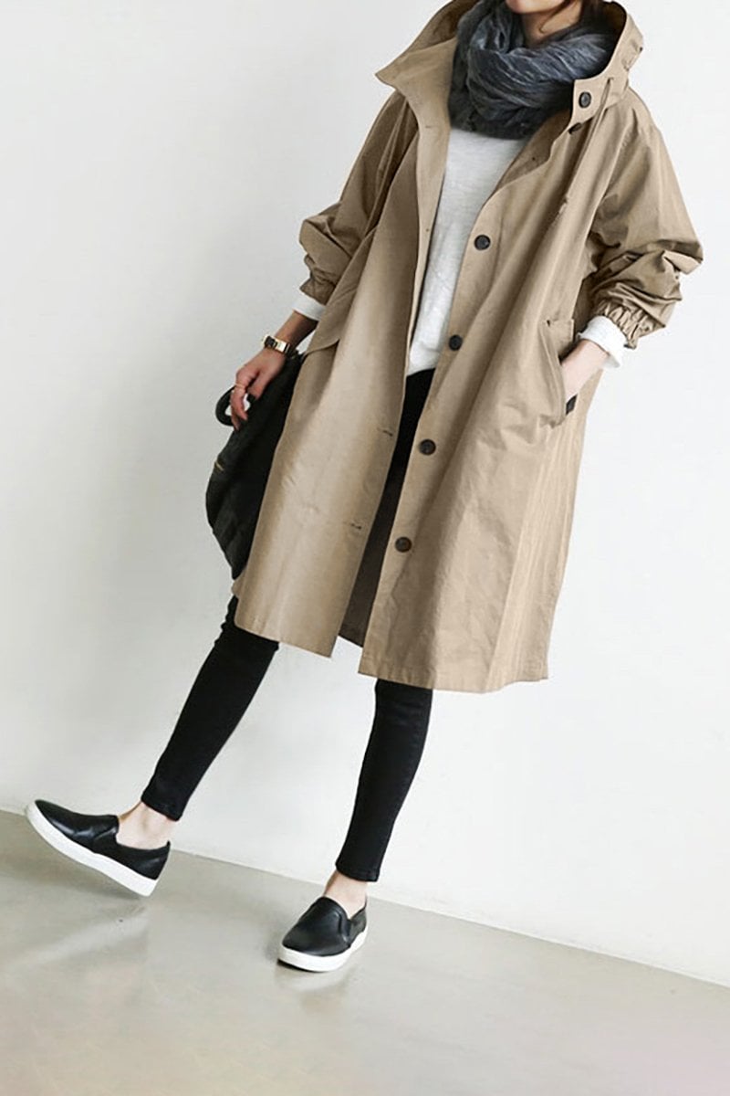 Henriette - Cardigan long femme élégant à col et poches