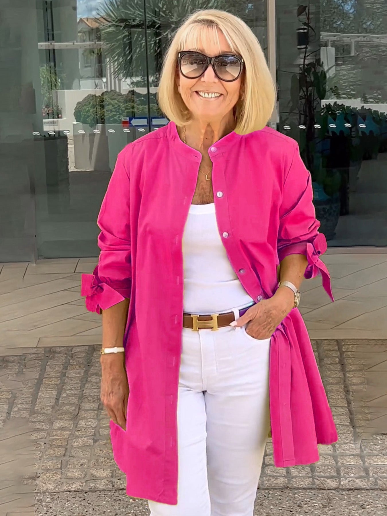 Liora - Veste Chemise Longue Boutonnée en Coton (Aujourd'hui seulement : 1 acheté = 1 offert !)