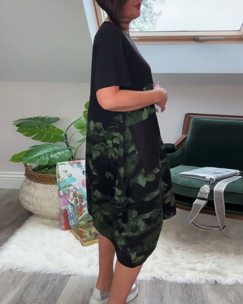 Fien - Robe Décontractée Patchwork à Imprimé Fleuri
