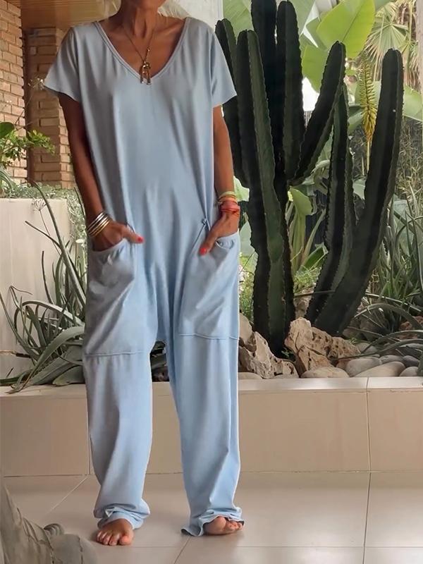 Zaria - Combinaison Élégante à Col V : Un Style Simple, Sophistiqué et Polyvalent