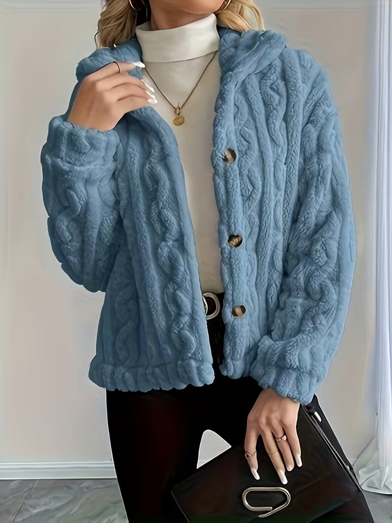 Nelle - Veste teddy femme texturée à boutons