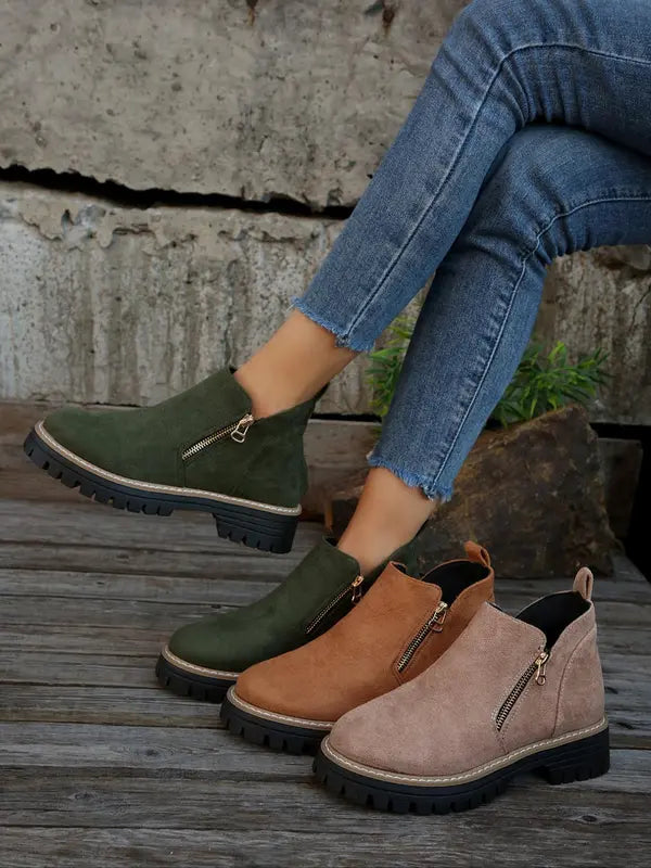 Isanoria - Bottines Confort Femme en Suédine Chic