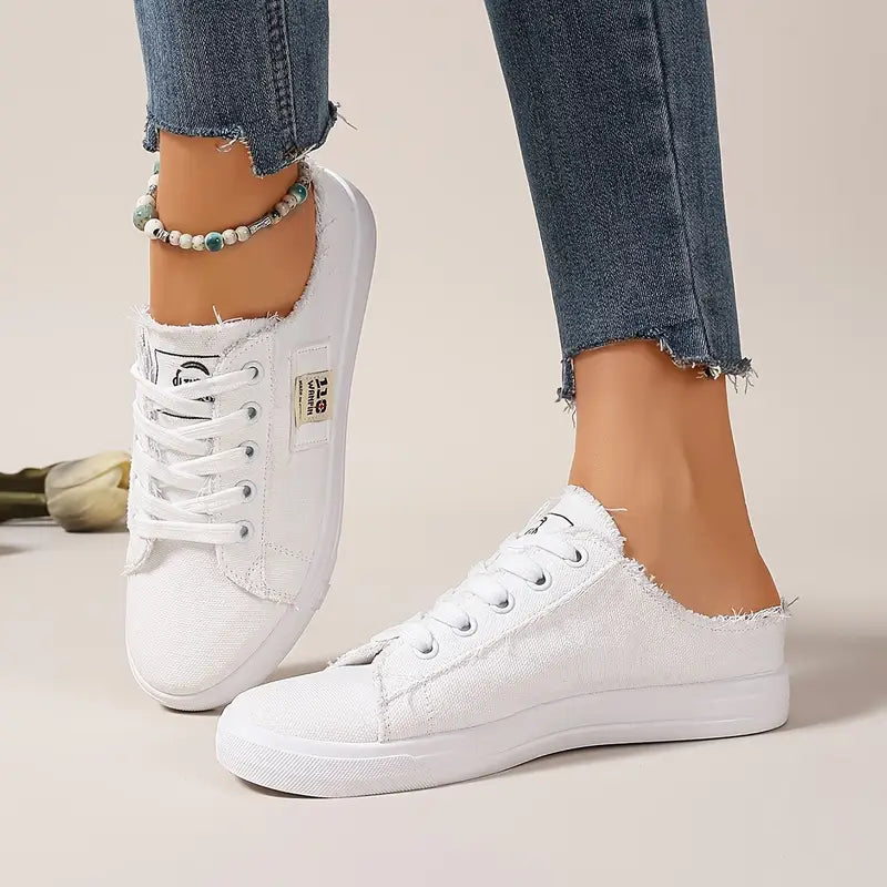 Cyrelia - Chaussures en toile lacées plates tendance et confortables qui vont avec tout