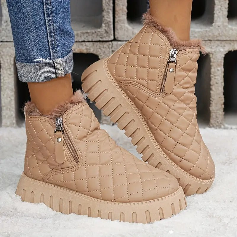 Riviana - Bottes d’hiver pour femme en cuir avec soutien orthopédique