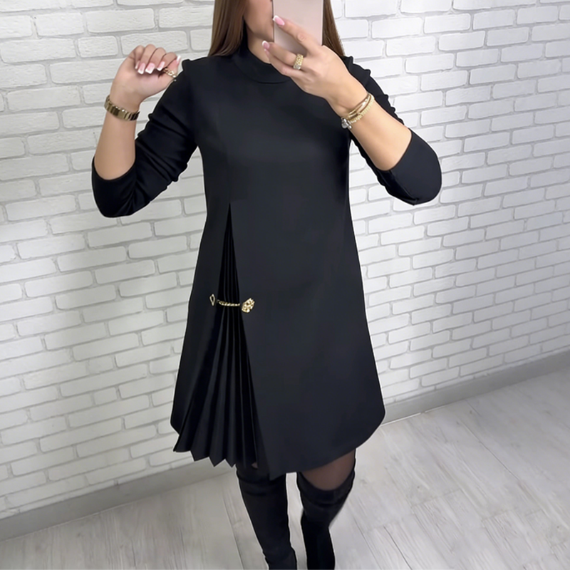 Mariselyne - Robe Élégante avec Détail Plissé Asymétrique