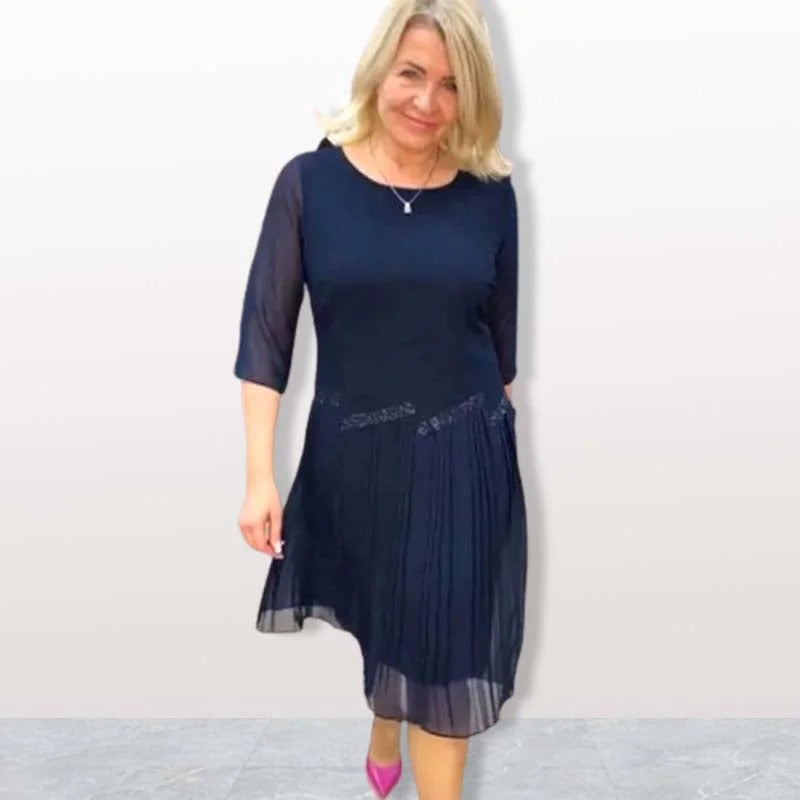 Oralissea - Robe Midi Chic à Col Rond